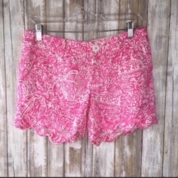 Lilly Pulitzer Pink Buttercup Scalloped Shorts - Picture 5 of 9